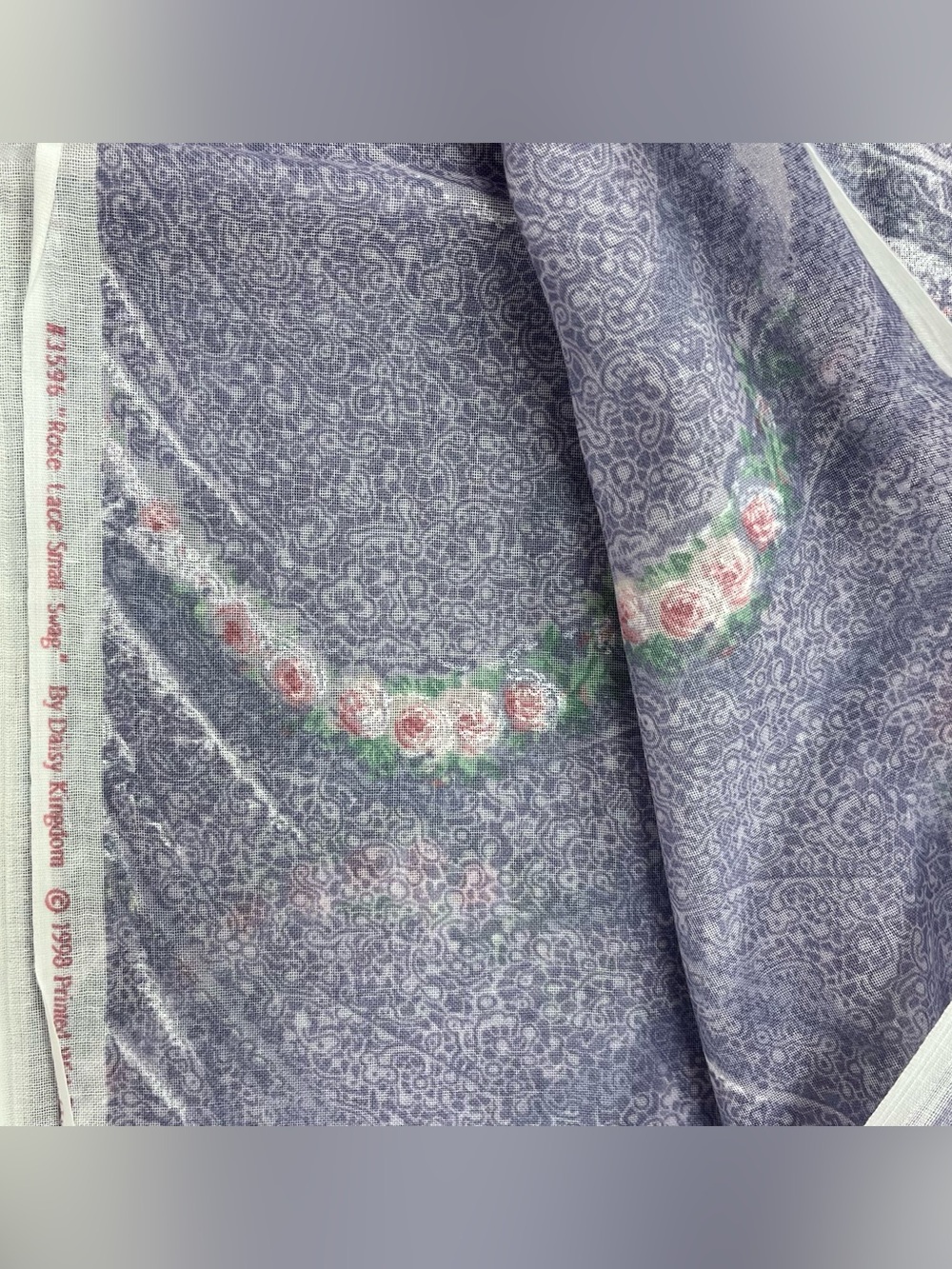 VTG 1998 Daisy Kingdom #3596 Rose Lace Small Swag Cotton Fabric 4 yds L x 45" W